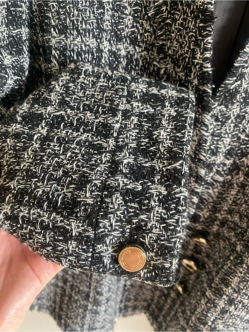 Dkny Black‎ and White Plaid Double-Breasted Open Blazer